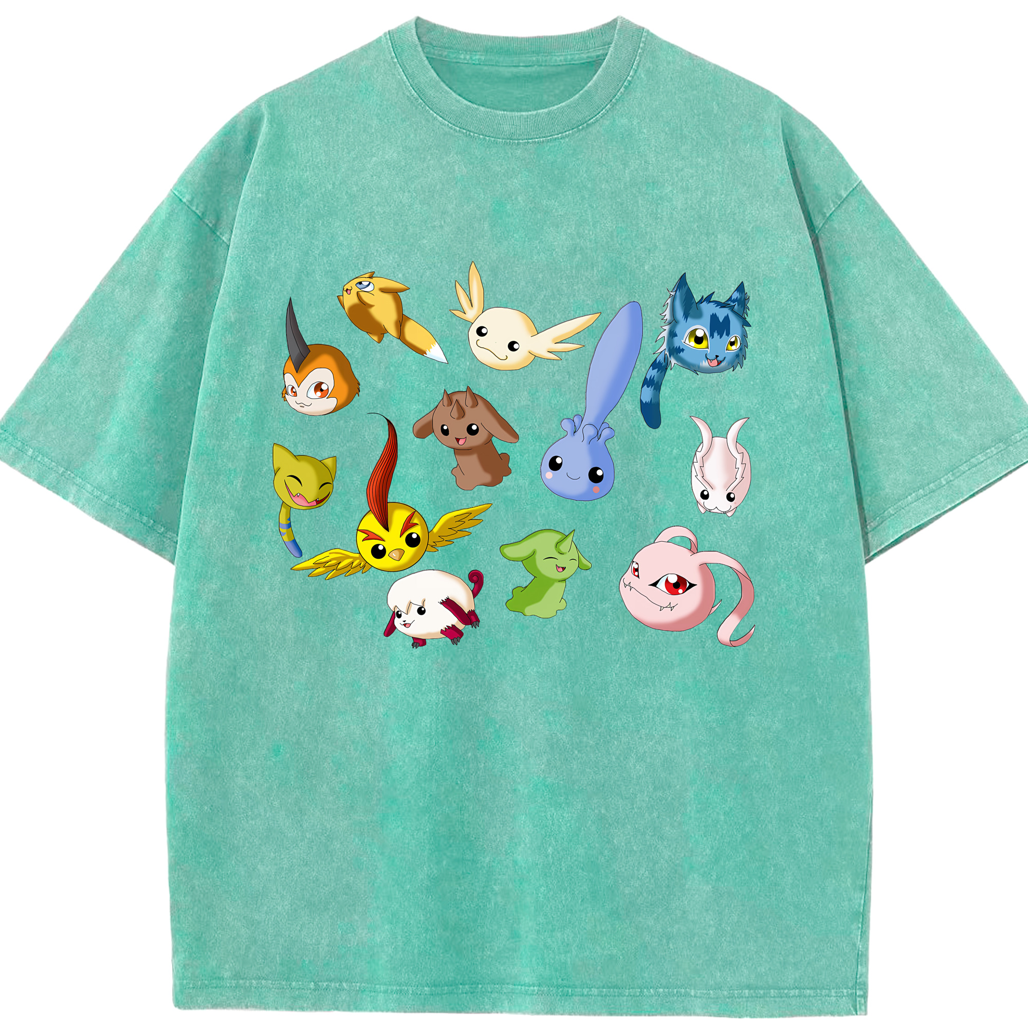 （画像用） Digimon デジタルモンスター/デジモン 綿100% ヴィンテージ風 半袖Tシャツ（フロントプリント）